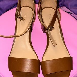 Michael Kors Brown Leather Open-Toe Ankle-Strap Sandals
